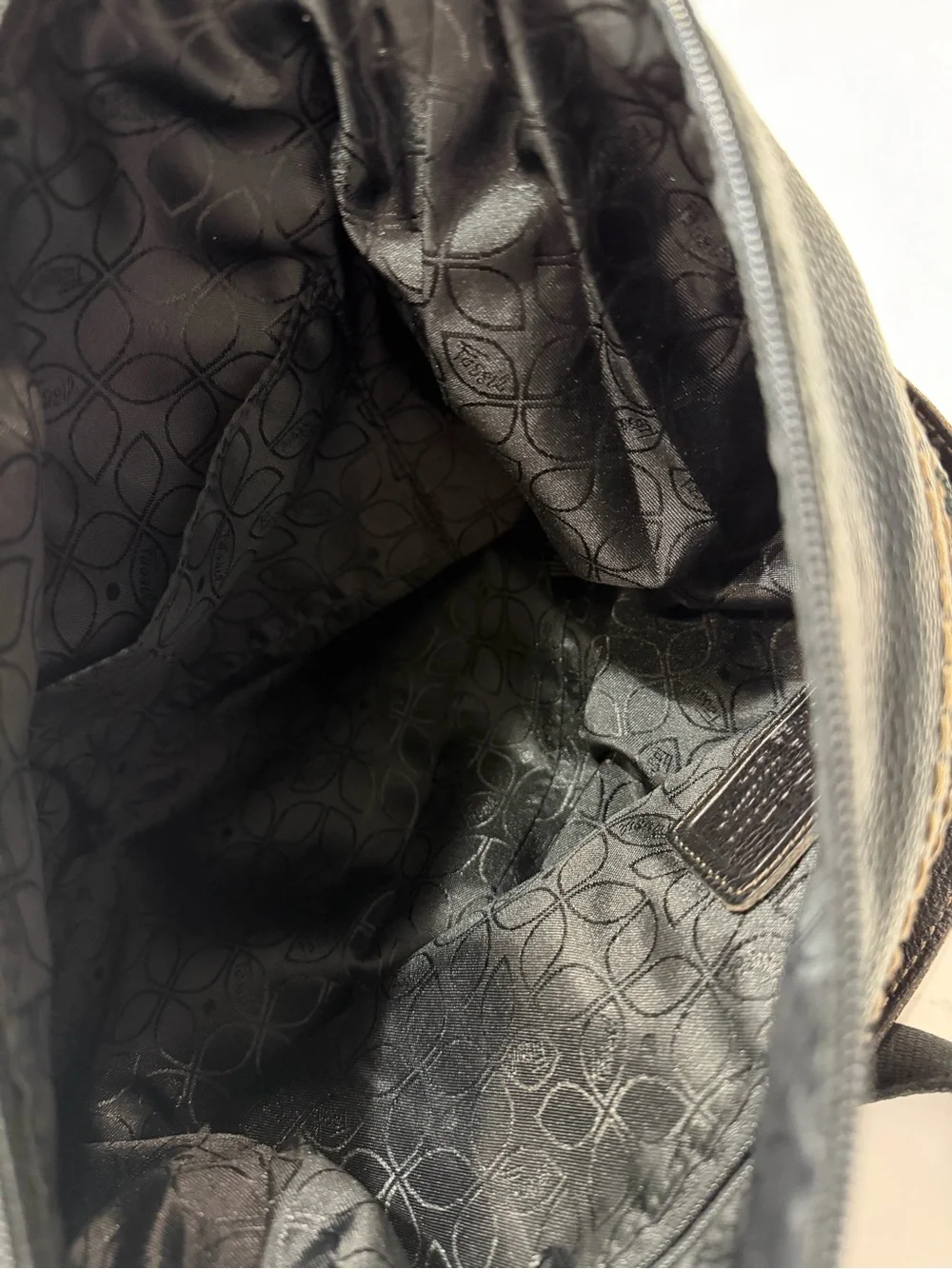 Fossil Black Pebbled Leather Shoulder Bag with Removable Strap
